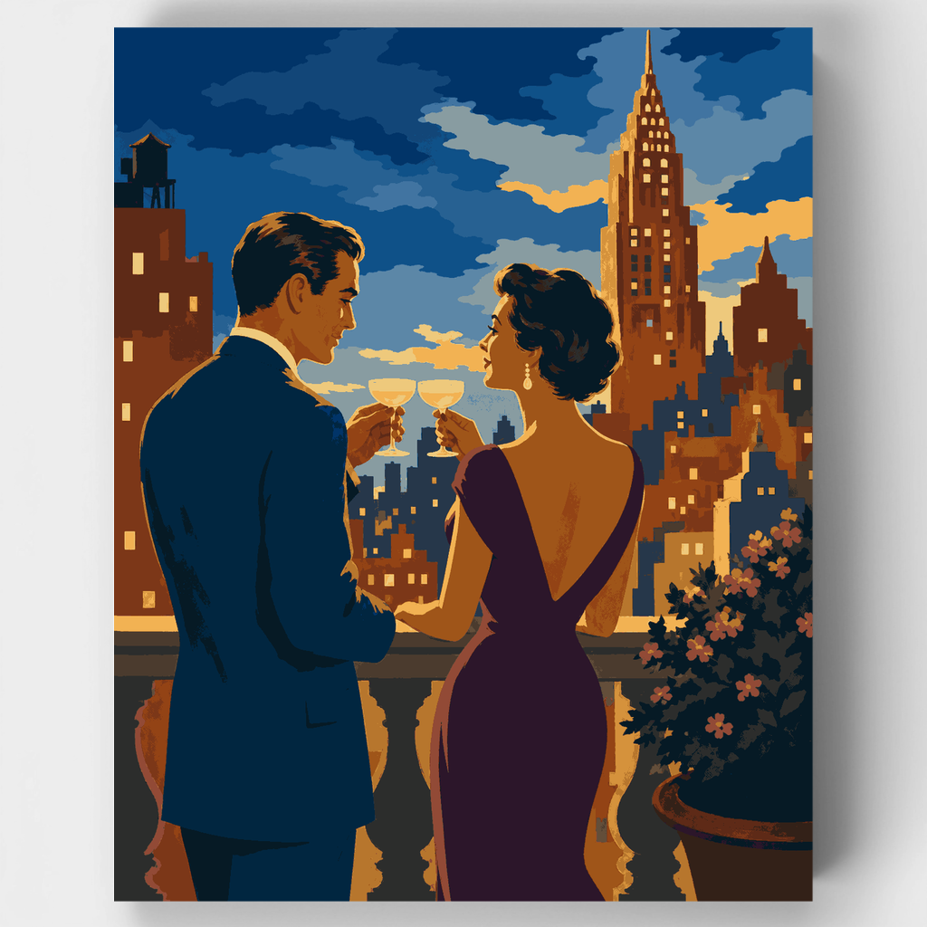 Balcony Champagne Toast - Paint by Numbers Kit