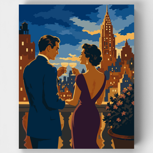 Balcony Champagne Toast - Paint by Numbers Kit