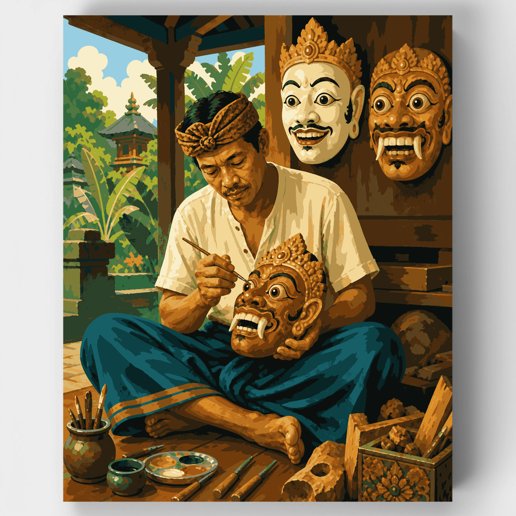 Balinese Mask Carver - Paint by Numbers Kit