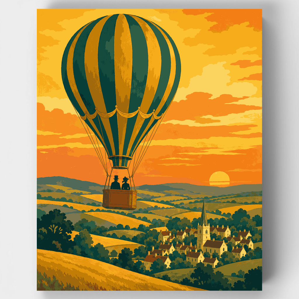 Balloon Over Village - Paint by Numbers Kit