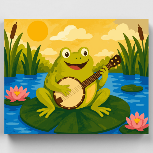 Banjo Frog on Lily Pad - Paint by Numbers Kit