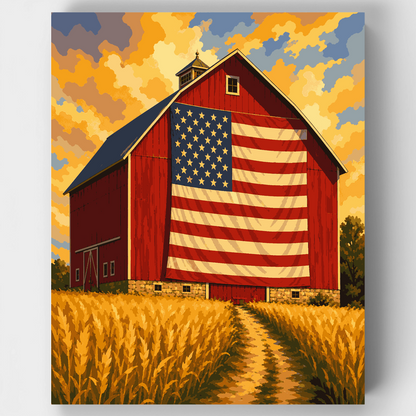 Barn Flag at Harvest - Paint by Numbers Kit