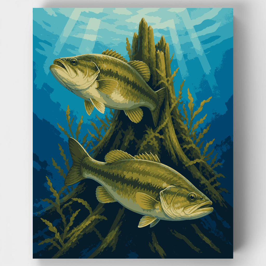 Bass by the Stump - Paint by Numbers Kit