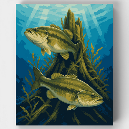 Bass by the Stump - Paint by Numbers Kit