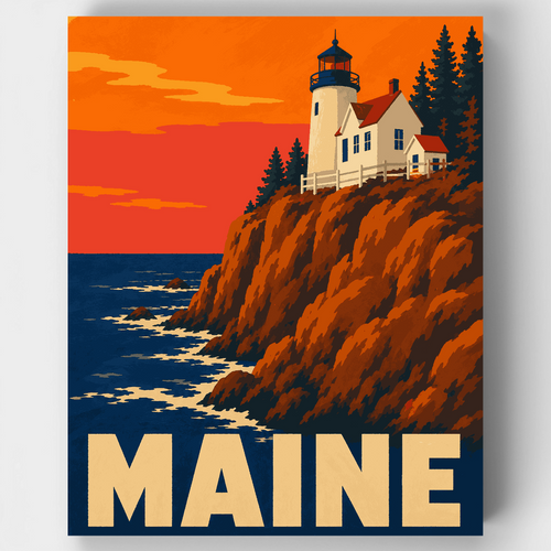 Bass Harbor Lighthouse - Paint by Numbers Kit