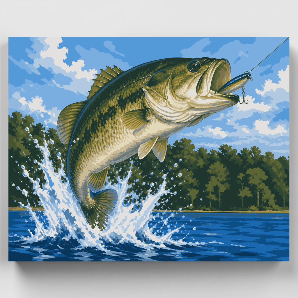 Bass Mid-Leap - Paint by Numbers Kit