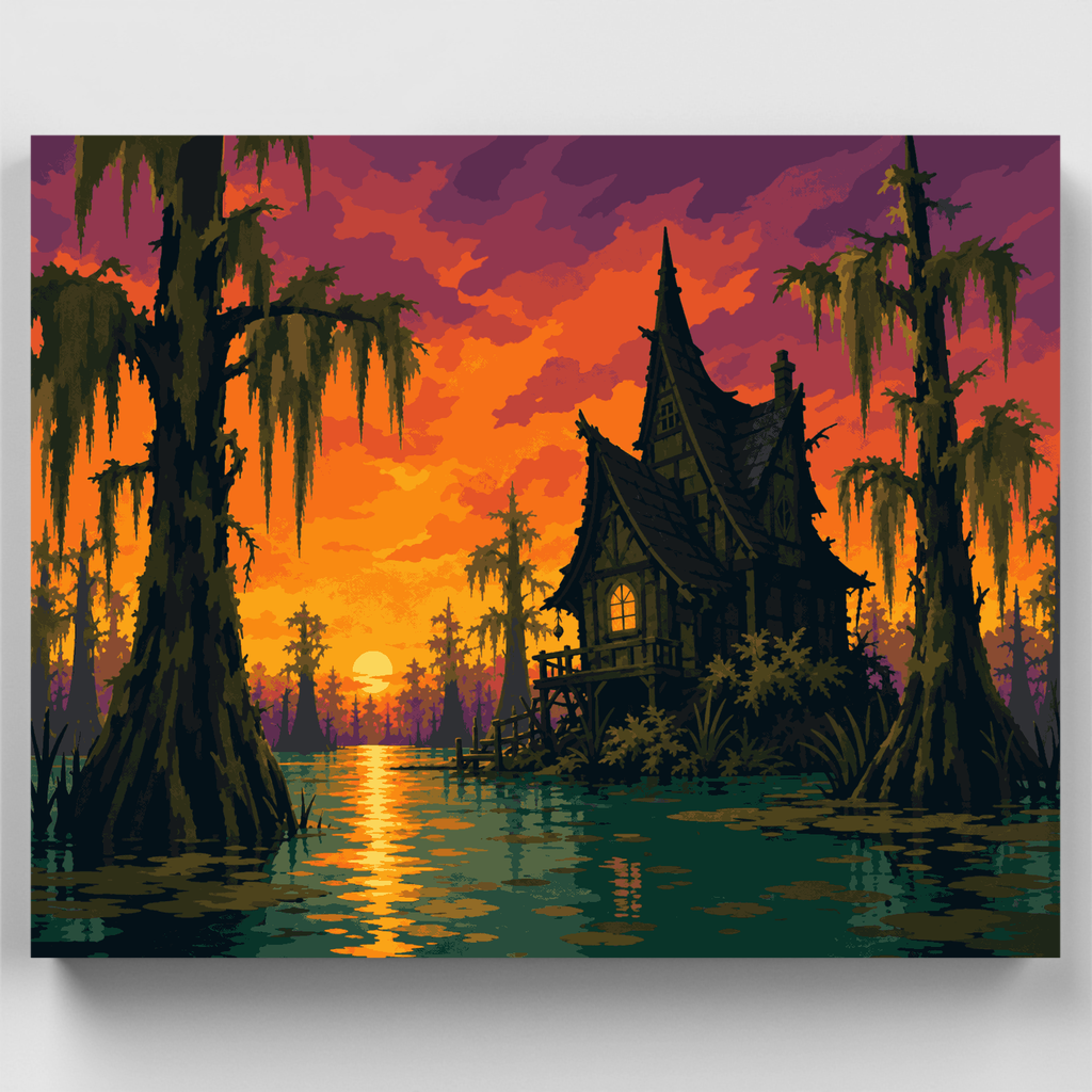 Cabaña de la bruja del bayú - Kit de pintura por números — Estándar