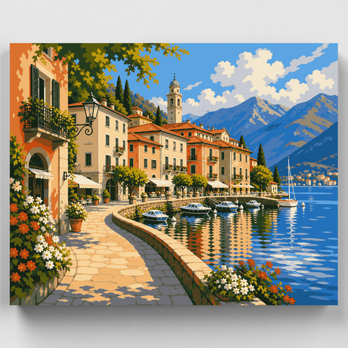 Bellagio Lakefront Promenade - Paint by Numbers Kit