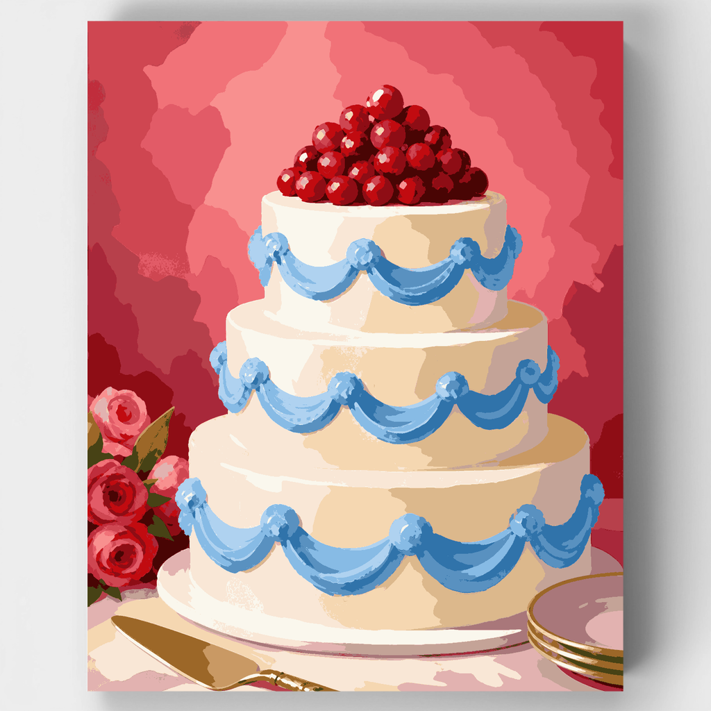 Berry-Topped Anniversary Cake - Paint by Numbers Kit