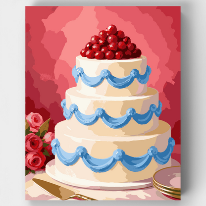 Berry-Topped Anniversary Cake - Paint by Numbers Kit