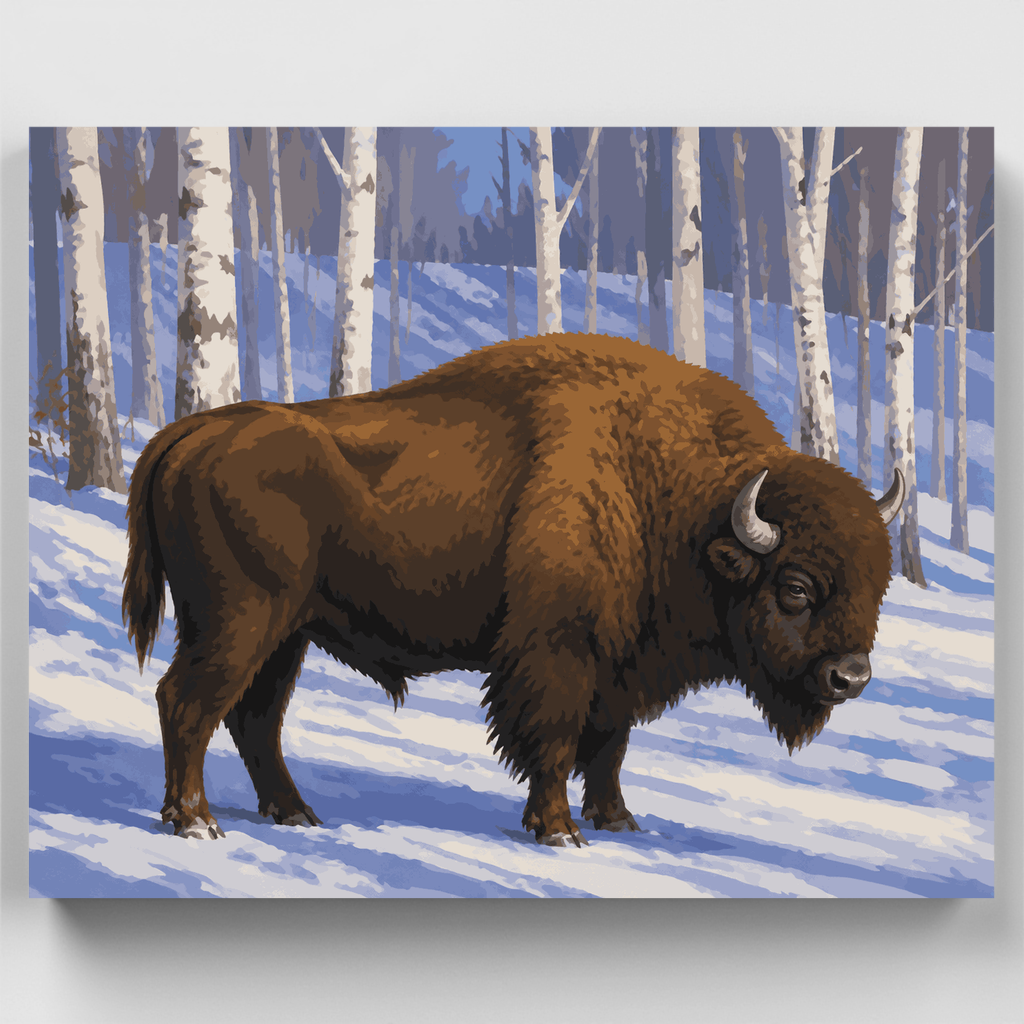 Kit de pintura por números: Bisonte de invierno en Białowieża — Estándar