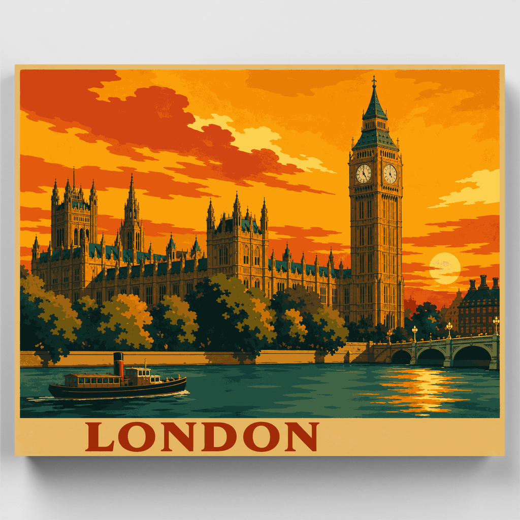 Brillo del atardecer en el Big Ben - Kit de pintura por números — Estándar