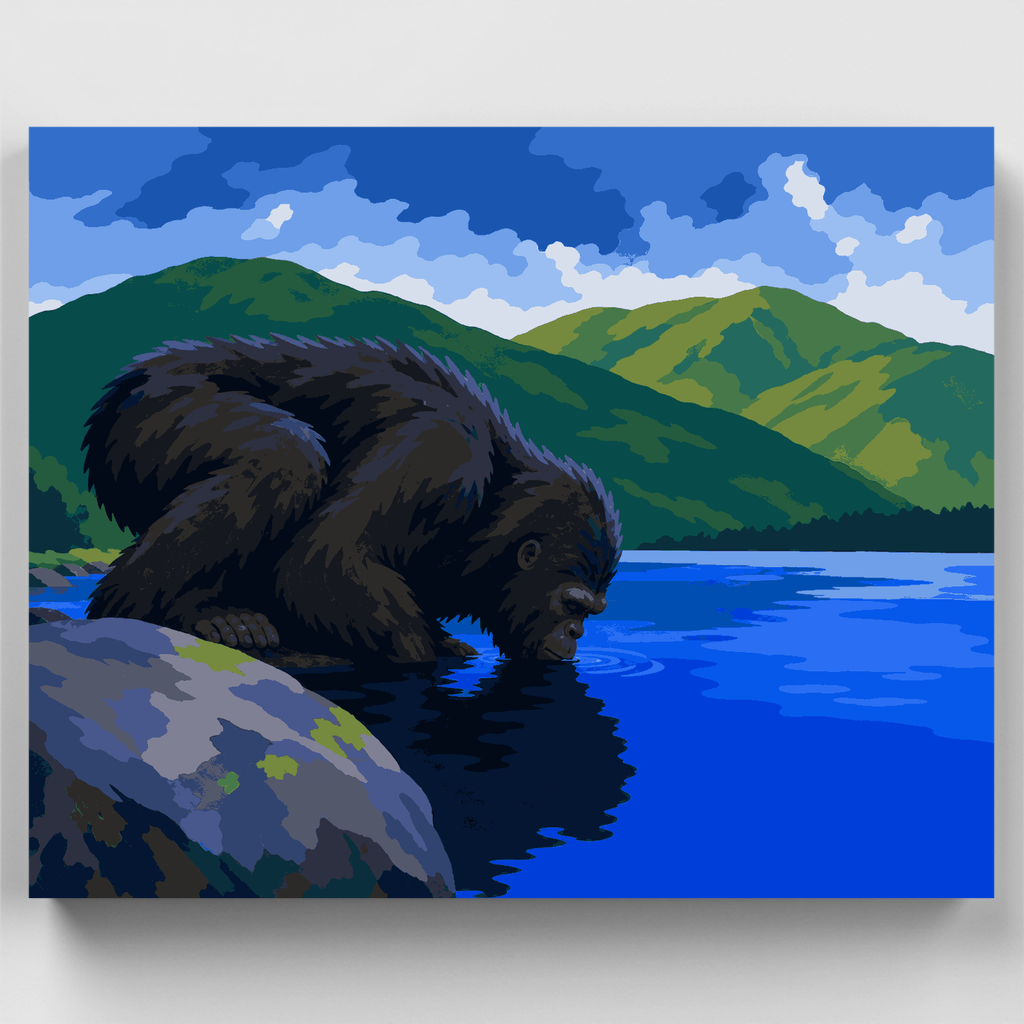 Pie grande en la orilla del lago - Kit de pintura por números — Estándar