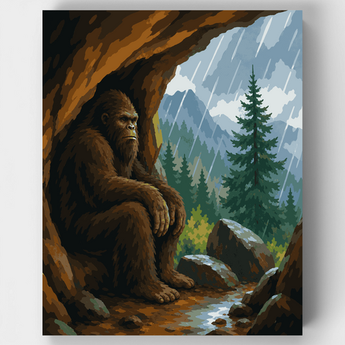 Bigfoot's Rainy Cave - Paint by Numbers Kit