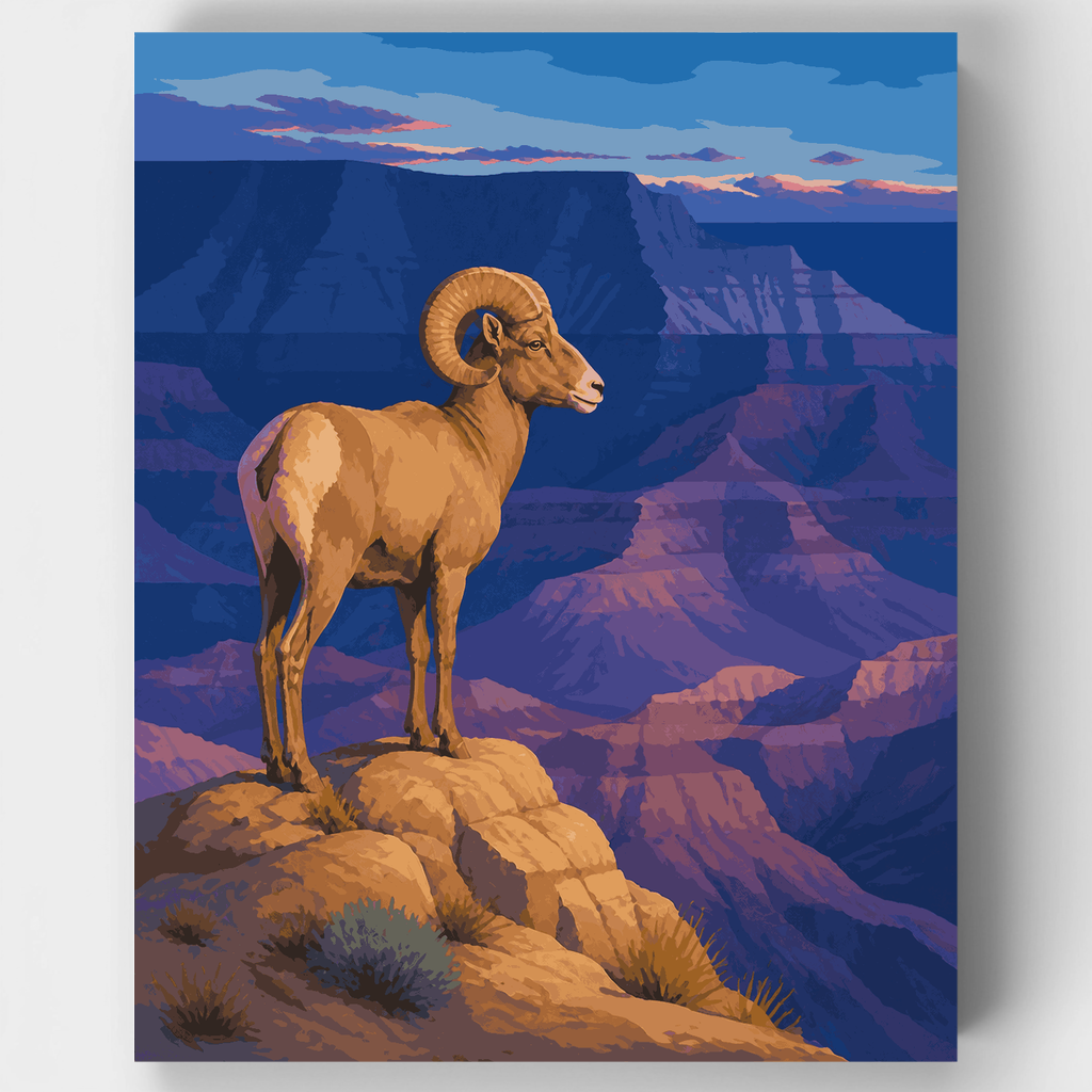 Carnero de las Rocosas al atardecer - Kit de pintura por números — Estándar