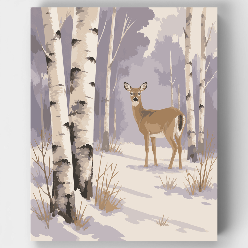 Ciervo en bosque de abedules - Kit de pintura por números — Estándar