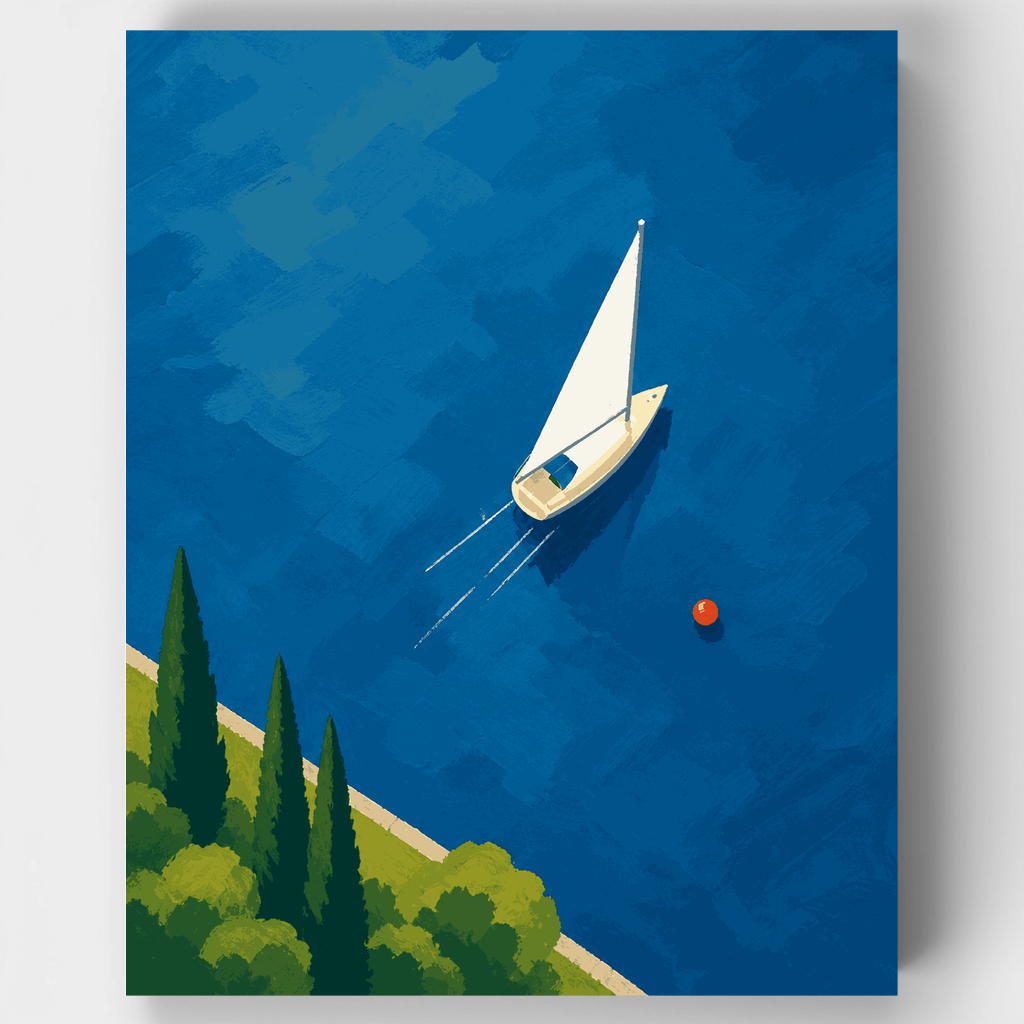 Bird's-Eye Sailboat, Lake Como - Paint by Numbers Kit