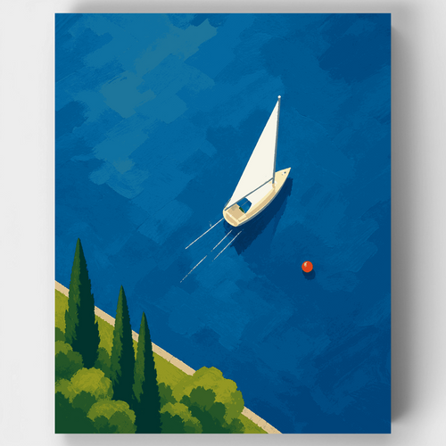 Bird's-Eye Sailboat, Lake Como - Paint by Numbers Kit
