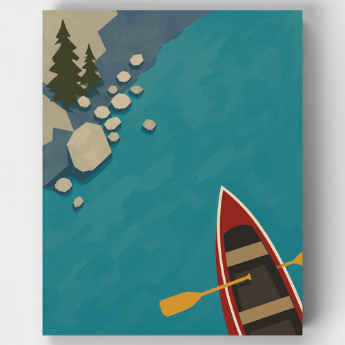 Bird's-Eye Canoe, Lake Moraine - Paint by Numbers Kit