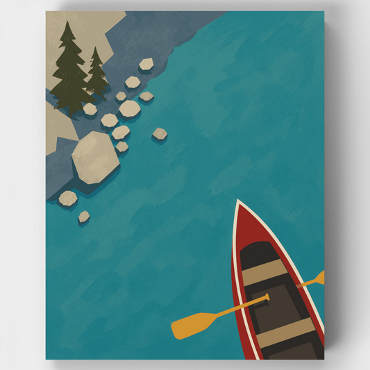 Bird's-Eye Canoe, Lake Moraine - Paint by Numbers Kit