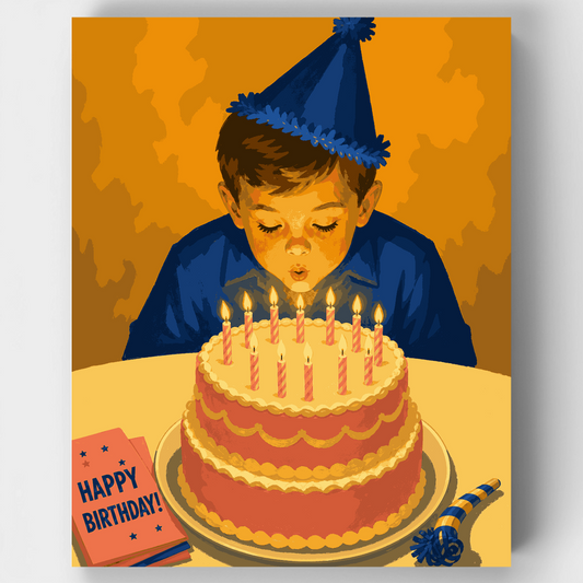 Birthday Boy Blowing Candles - Paint by Numbers Kit