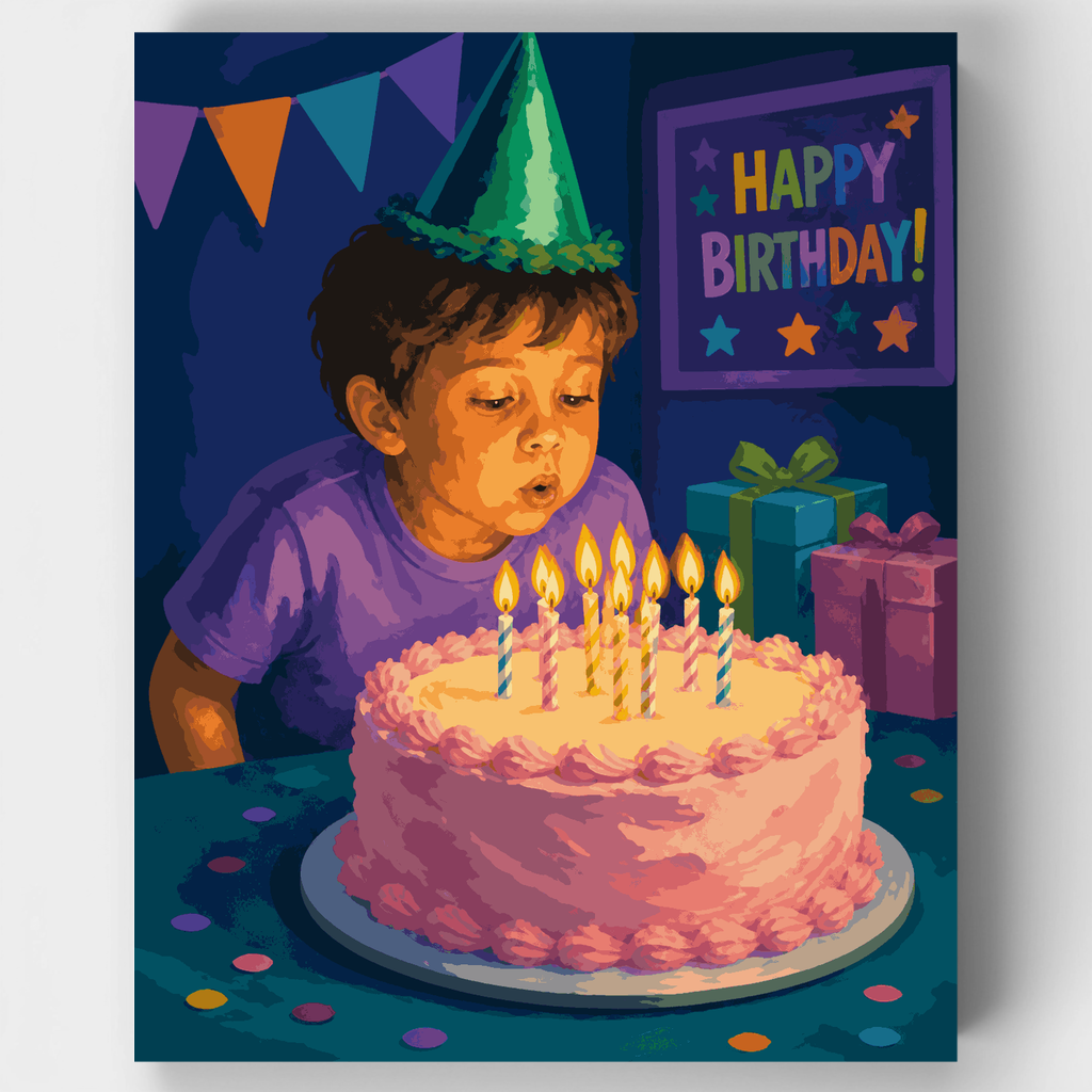 Velas de deseo de cumpleaños - Kit de pintura por números — Estándar
