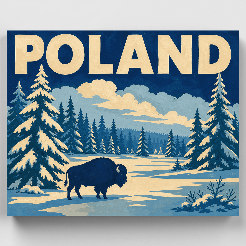 Bison in Białowieża Snow - Paint by Numbers Kit