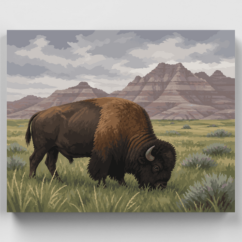 Bison of the Badlands - Paint by Numbers Kit