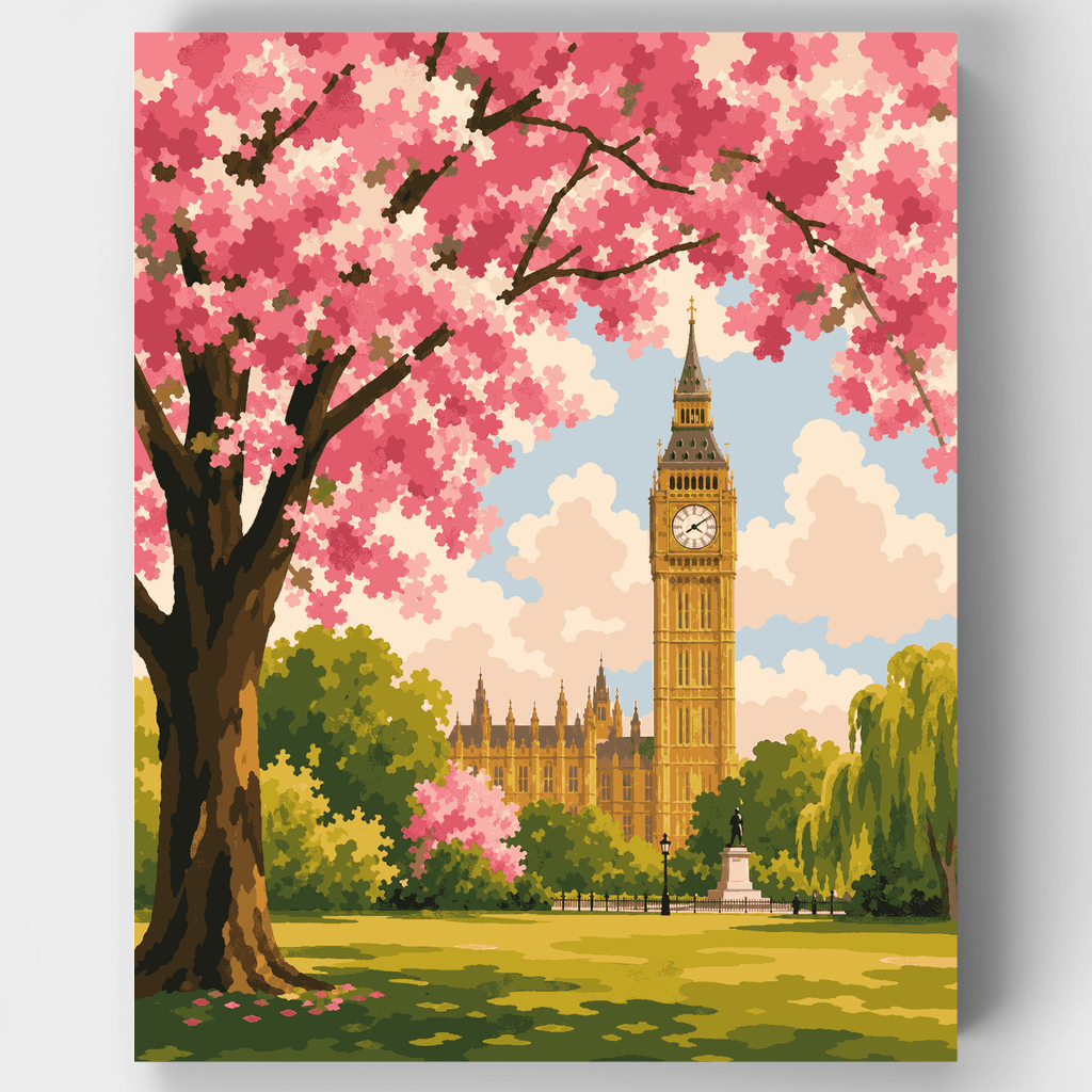 Flores sobre Westminster - Kit de pintura por números — Estándar