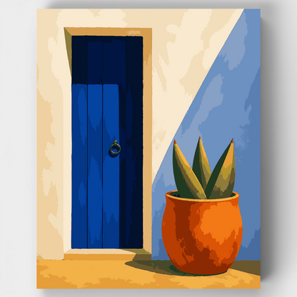 Blue Door Courtyard - Paint by Numbers Kit