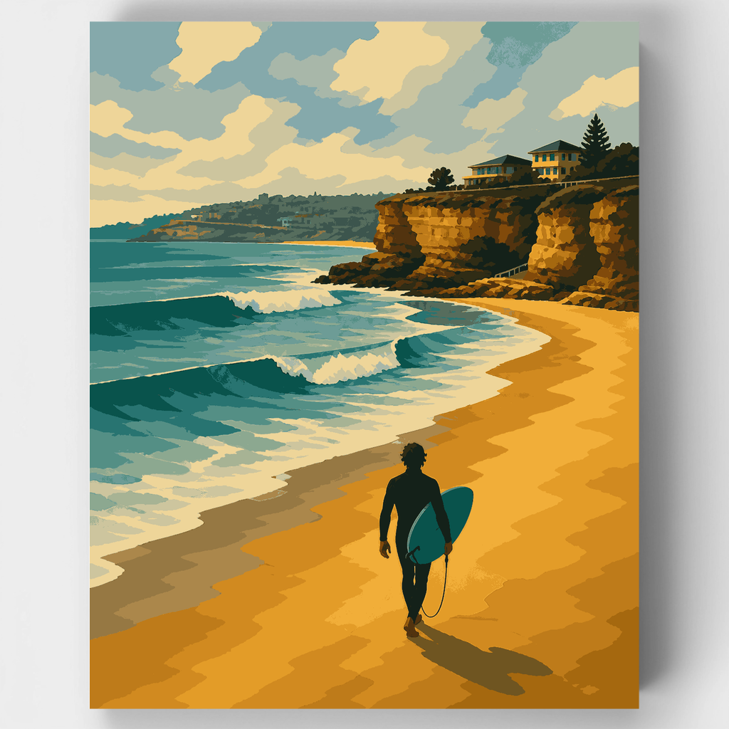 Kit de pintura por números - Surfista en Bondi Beach — Estándar