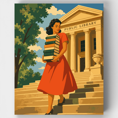 Bookworm on Steps - Paint by Numbers Kit