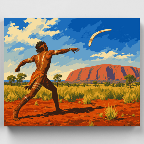 Boomerang Throw at Sunset - Paint by Numbers Kit