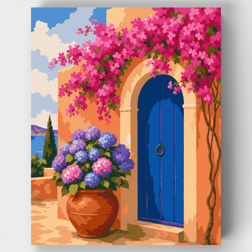 Bougainvillea Blue Door - Paint by Numbers Kit