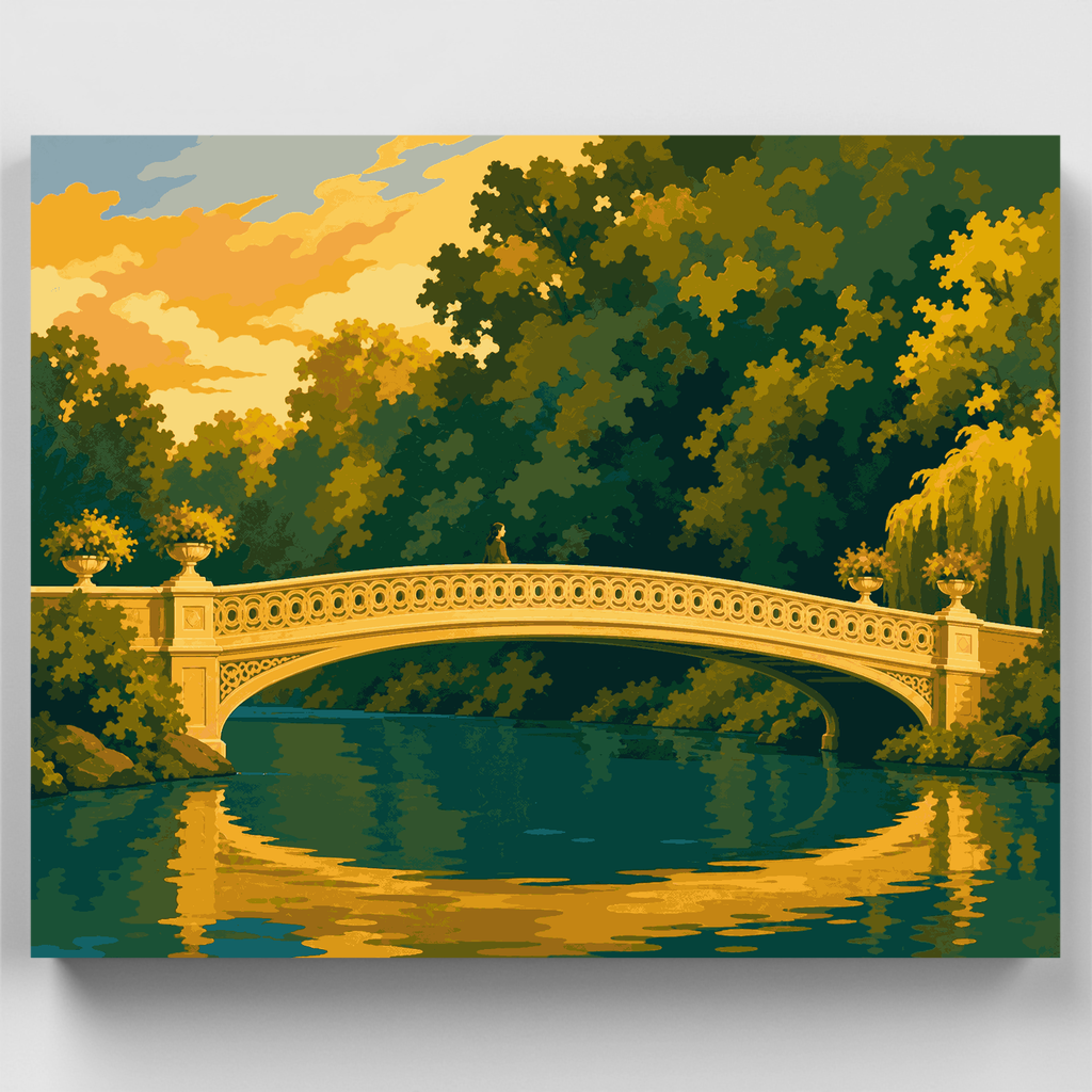 Kit de pintura por números - Bow Bridge en la hora dorada — Estándar