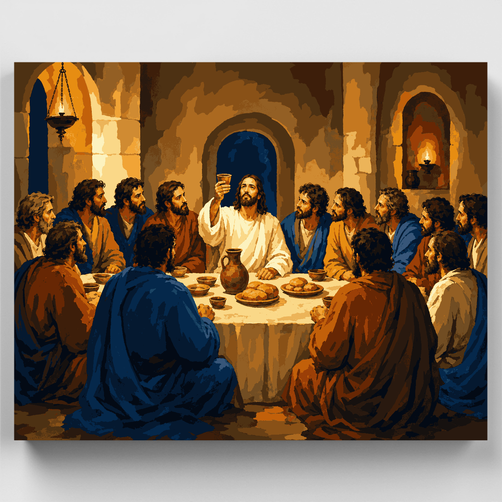 Kit de pintura por números: Comunión de pan y vino — Estándar