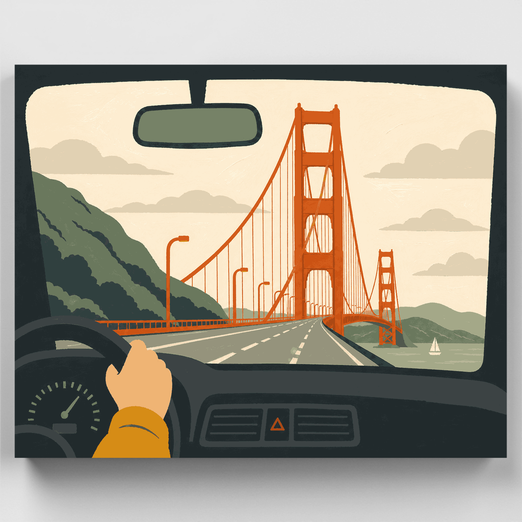 Bridge Through the Windshield - Paint by Numbers Kit