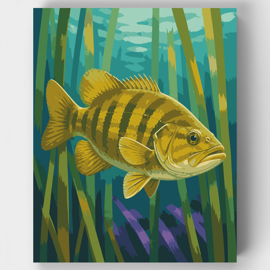 Lubina de bronce entre juncos - Kit de pintura por números — Estándar