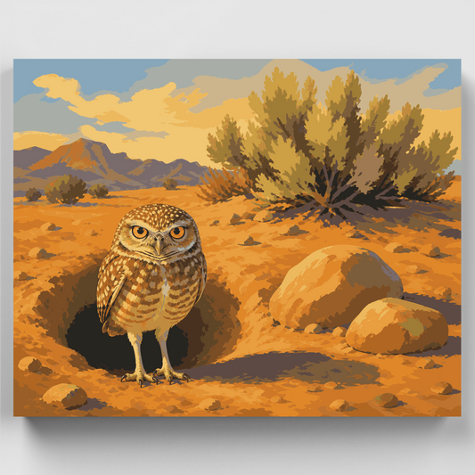Burrowing Owl at Dusk - Paint by Numbers Kit