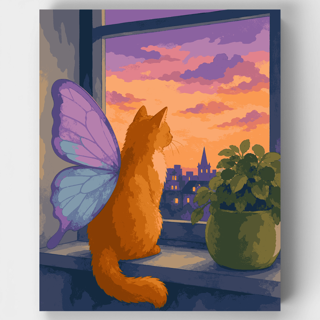 Butterfly Wing Cat - Paint by Numbers Kit