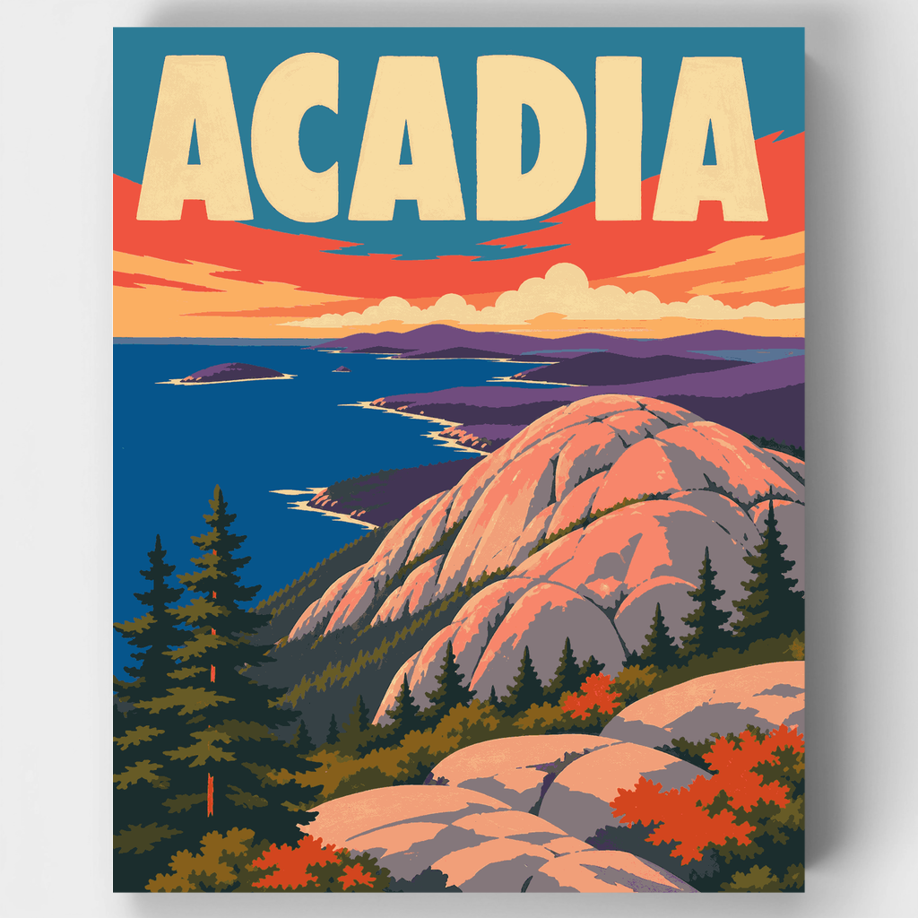 Kit de pintura por números: Atardecer en Cadillac Mountain — Estándar