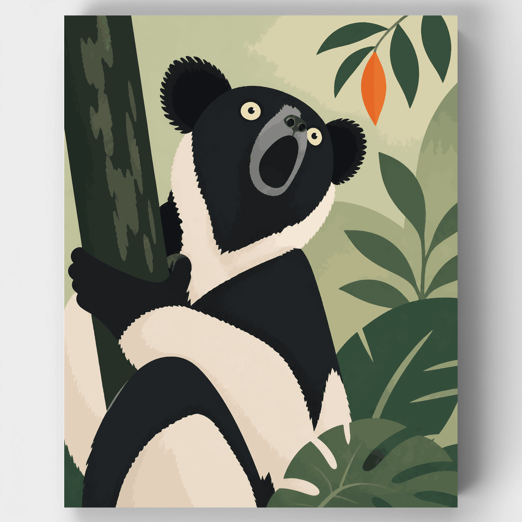Kit de pintura por números - Lémur indri — Estándar