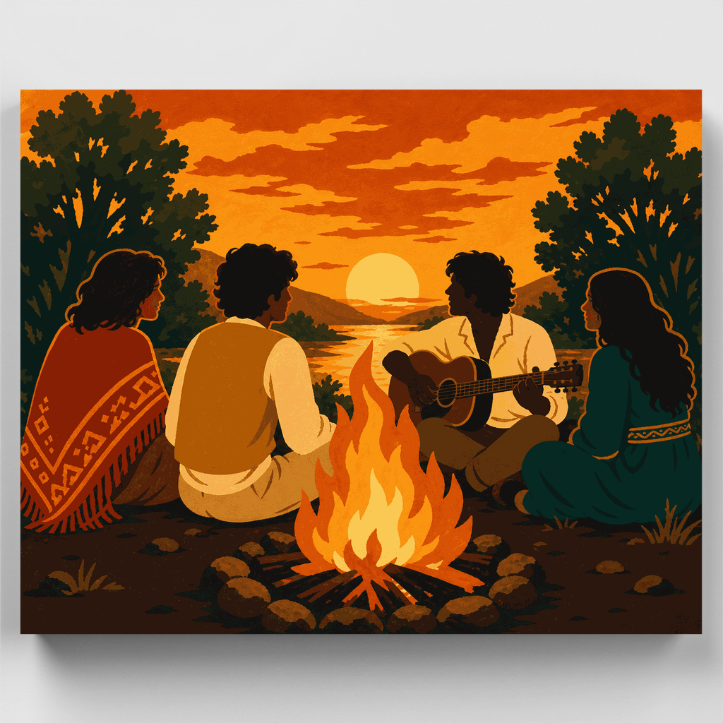 Serenata junto a la fogata - Kit de pintura por números — Estándar