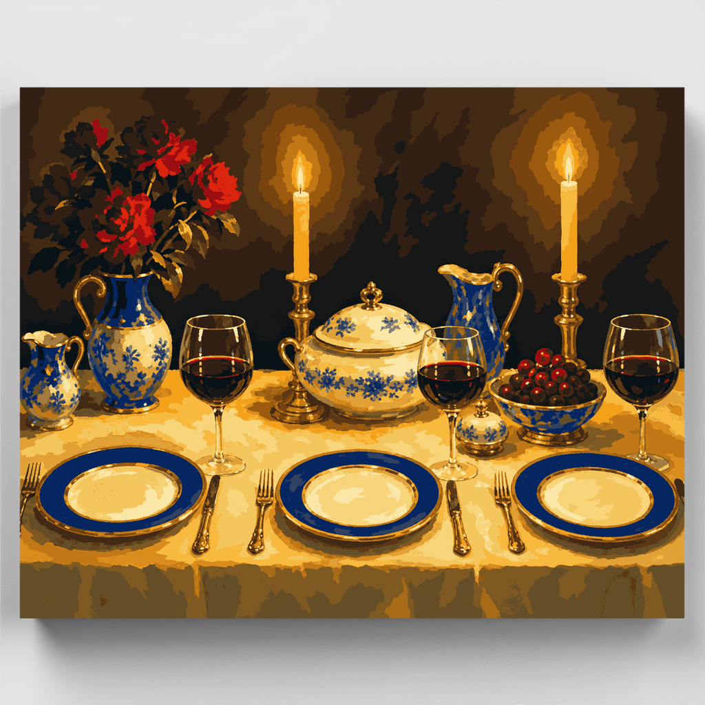 Mesa para cena a la luz de las velas - Kit de pintura por números — Estándar