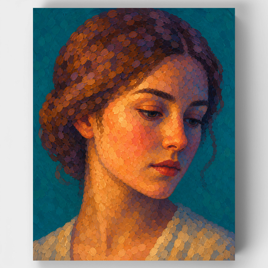 Kit de pintura por números: Mirada puntillista a la luz de las velas — Estándar