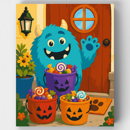 Candy Bucket Monster - Paint by Numbers Kit