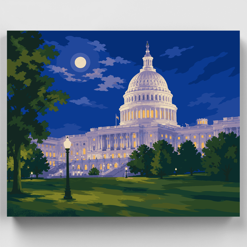 Cúpula del Capitolio a la luz de la luna - Kit de pintura por números — Estándar