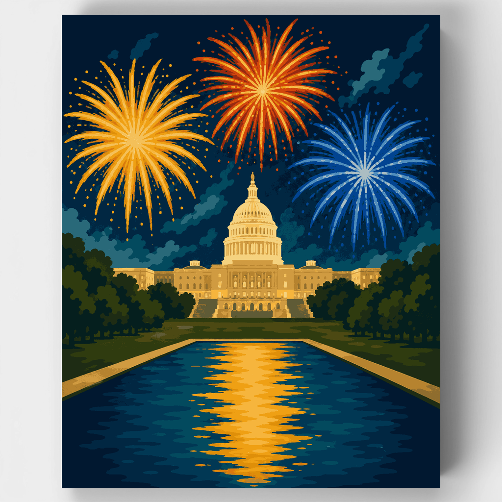 Fuegos artificiales en el Capitolio - Kit de pintura por números — Estándar