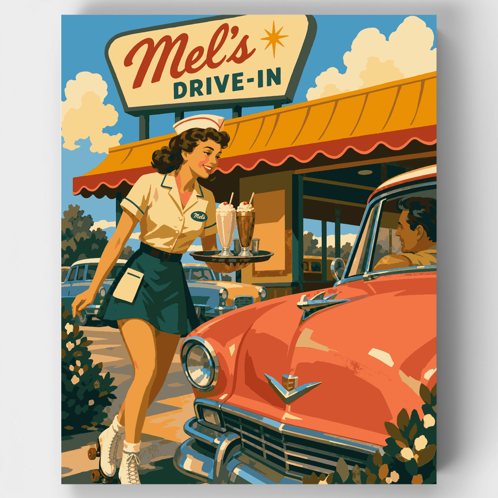 Carhop Milkshake Delivery - Paint by Numbers Kit