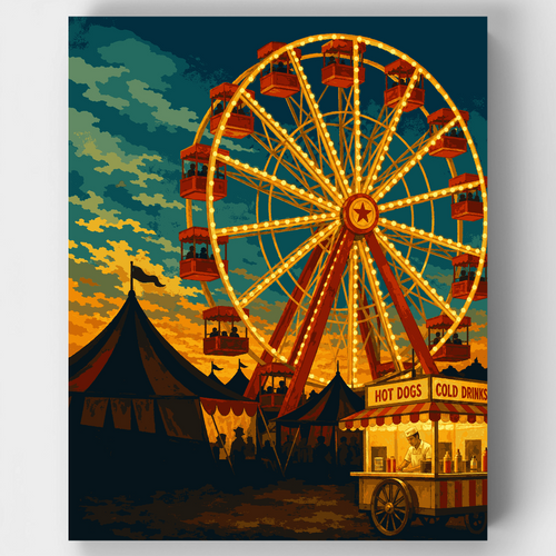 Carnival Ferris Wheel Sunset - Paint by Numbers Kit